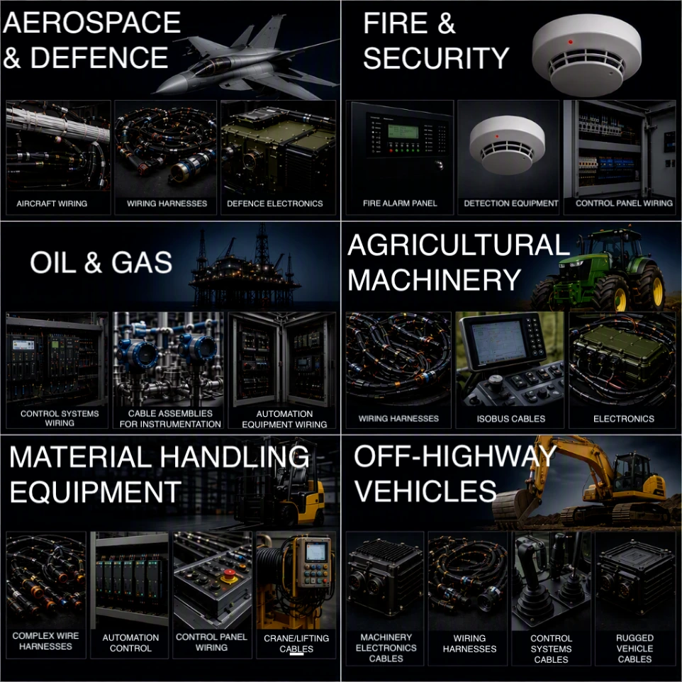 Industry sectors supported by Alida Systems including aerospace, defence and industrial applications.