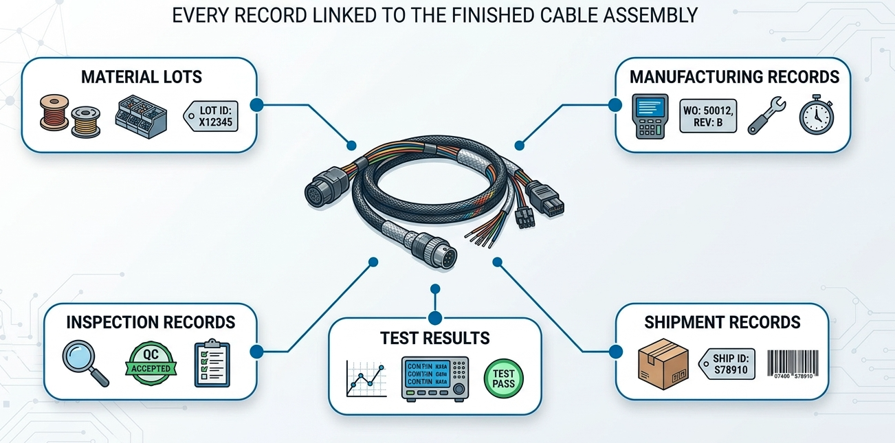 Full product traceability linking material lots, inspection records, test results and shipment records.